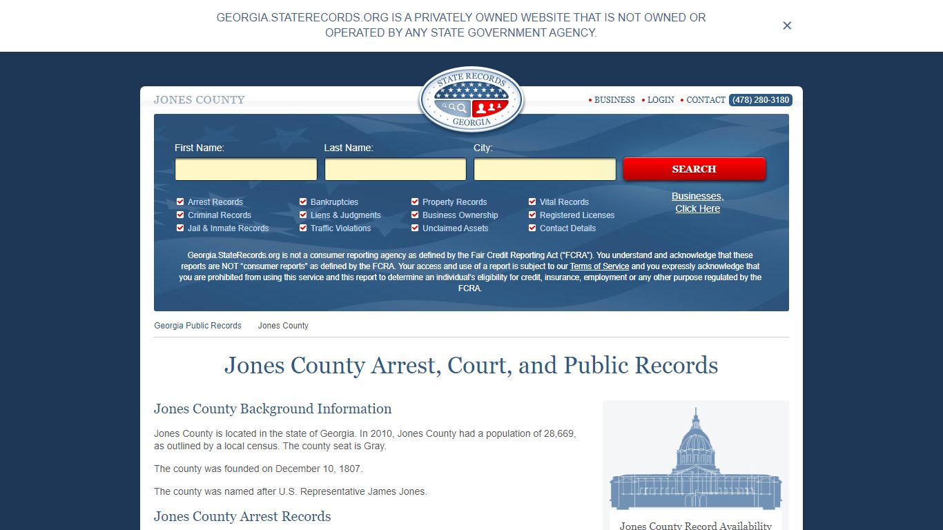 Jones County Arrest, Court, and Public Records